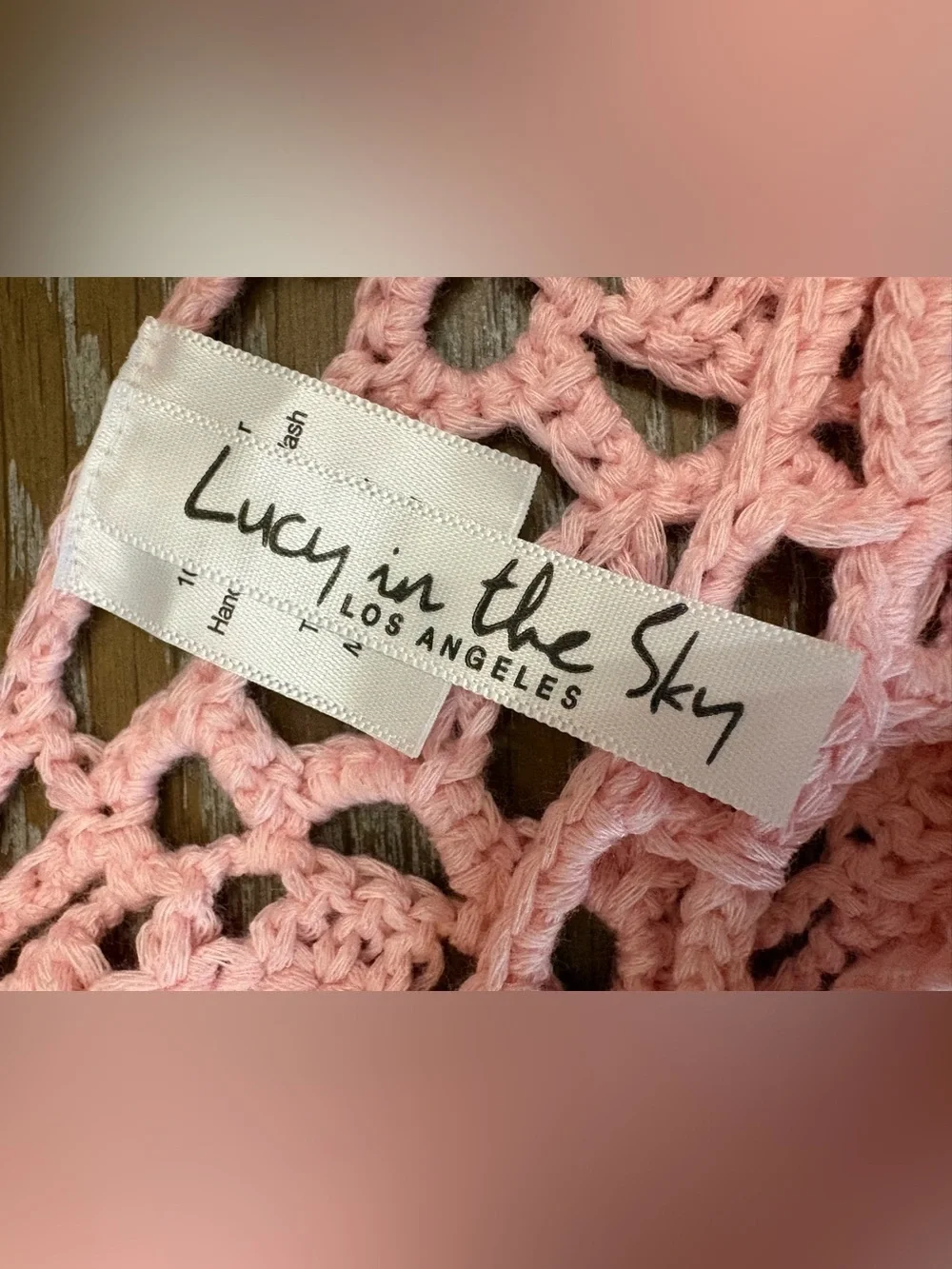 LUCY IN THE SKY Crochet Off Shoulder Two Piece Bikini Set in Pink Size Medium
